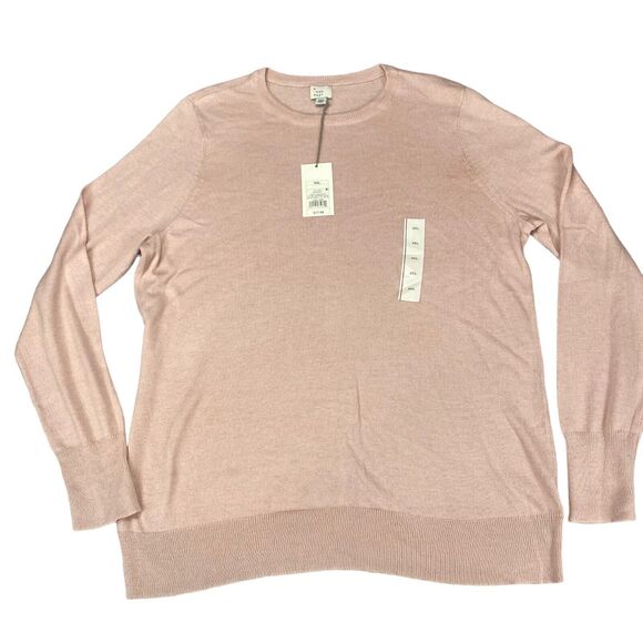 A New Day Sweater Women 2XL Pink Knitted Nylon Long Sleeve Pullover - Picture 10 of 14